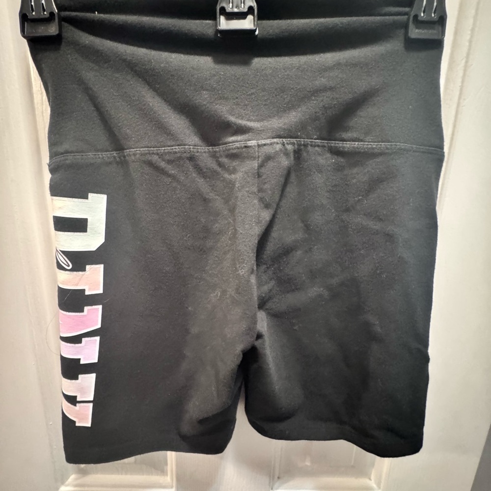 PINK Victoria's Secret Y2K Black Bike Shorts with Multicolor Logo